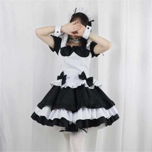 Shanghai Story Anime French Maid Lolita Fancy Queen Princess Dress Cosplay Costume Set