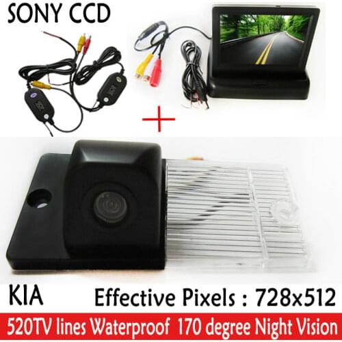 Wireless Car Parking Reversing CCD Car Rear View Camera With 4.3 inch Car Rearview Mirror Monitor For KIA SORENTO SPORTAGE