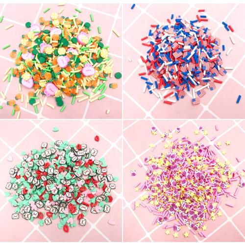 100g Mixed Polymer Clay Slices Heart Round Sprinkles For Slime Filling Resin Epoxy DIY Nail Art Decoration Christmas Accessories