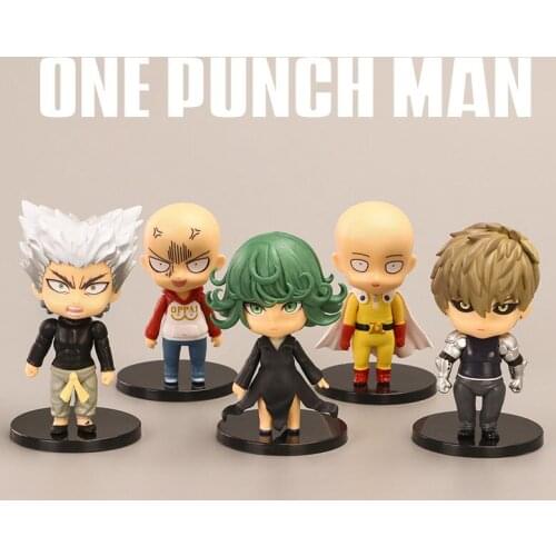 5Pcs/Set 10cm PVC Anime Figure One Punch Man Saitama Genos Tatsumaki Garou Q Version Figurine Manga Toys Dolls