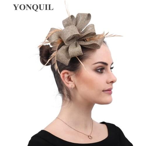 Imitation Sinamay Wedding Bride Headwear Fancy Fascinator Hat Ladies Hair Accessories Hair Pin Fashion Headdress For Church