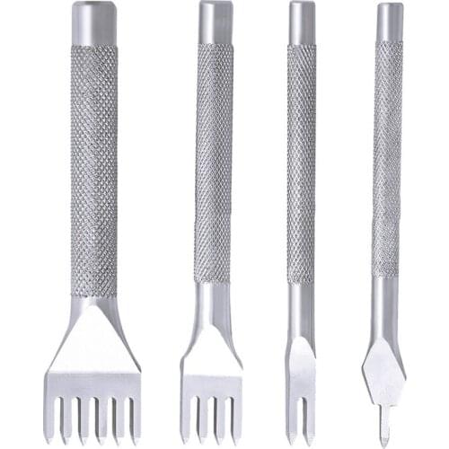 Leather Craft Hole Punch Tools 4MM 1/2/4/6 Prong Inch Chisel Leather Craft Tools Hole Punch Lacing Stitching Perforate