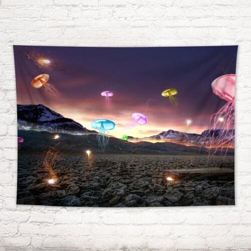 Marine Life Beautiful Jellyfish Tapestry Wall Hanging Decor Wall Cloth Tapestries Carpet Bedspread Bed Cover Wall Decor Blanket