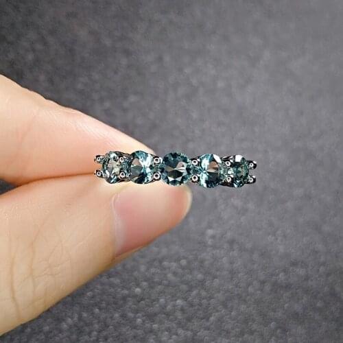 Fashion Round Cut Ink Blue Zircon CZ Rings for Women Cocktail Party Silver Color Adjustable Finger Crystal Ring Wedding Jewelry