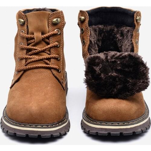 Size 38~50 Genuine leather Men Winter Boots Handmade Warm Full Grain Leather Men Winter Shoes