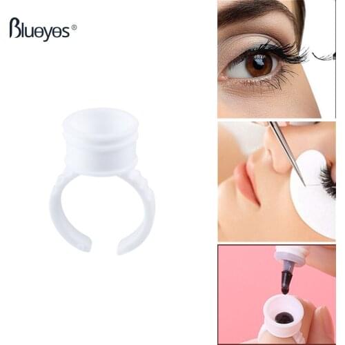 100pcs Eyelash Extension Glue Holder Eyelashes Ring Cup Tools Kit Set Professional Makeup Disposable Adhesive Lashes Rings Cups