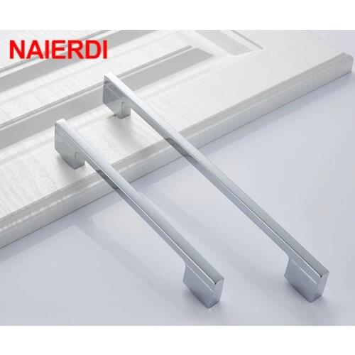 NAIERDI Straight Cabinet Handles Kitchen Door Handles Zinc Alloy Wardrobe Drawer Handles Black Modern Style Furniture Hardware