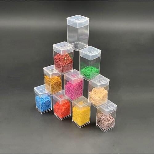 New square diamond painted bead box with lid transparent rhinestone storage box embroidery beads nail home practical container