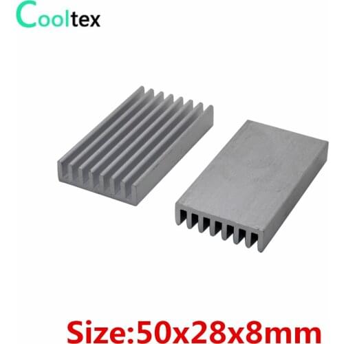 100pcs Extruded Aluminum heatsink 50x28x8mm radiator heat sink for Electronic Chip LED IC COOLER cooling