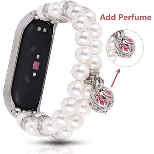 Beaded Pearl Stretch Fashion Watch Band for Xiaomi Mi Band 5/4/3 Girls/Women Elastic Strap Exquisite Bracelet Belt for mi band 5