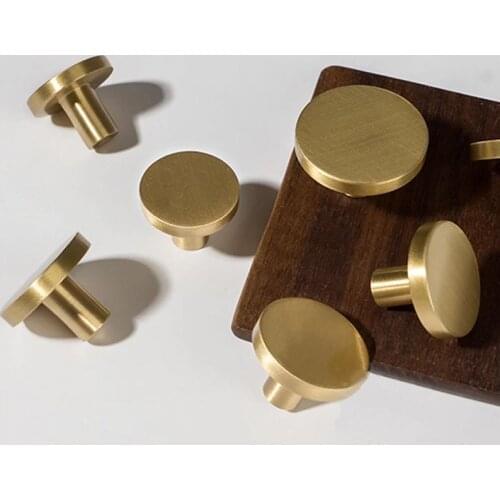 Pure Copper Cabinet Knobs and Handles Gold Nordic Simple round Brass Drawer Furniture Door Hardware Dresser Drawer Knobs Pulls
