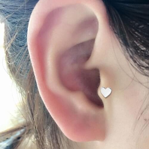 925 sterling silver heart stud earring high quality tragus Cartilage Helix piercing jewelry
