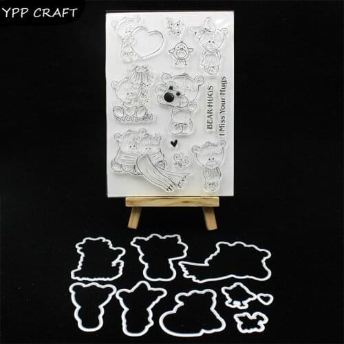 YPP CRAFT Bear Hugs Stamp And Metal Cutting Dies for DIY Scrapbooking/photo album Decorative Embossing DIY Paper Cards