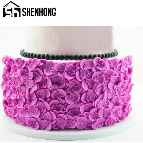Meibum Petal Silicone Fondant Cake Mold Wedding Birthday Paste Sugar Craft Phalaenopsis Orchid Border Decorating Pastry Mould