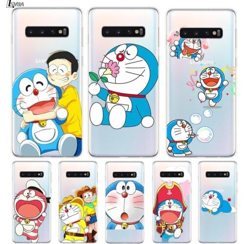 Cute Doraemon Silicone Cover For Samsung Galaxy S21 S20 FE Ultra S10 S10E Lite S9 S8 S7 Edge Plus Phone Case