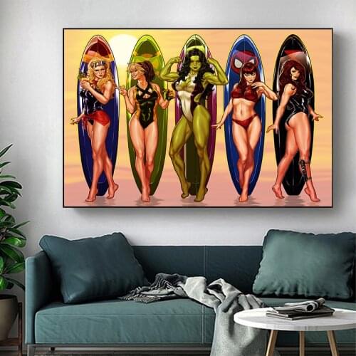 Nordic Beauty Sexy Canvas Painting Marvel Superhero Captain America Poster and Prints Wall Art Pictures for Living Room Decor