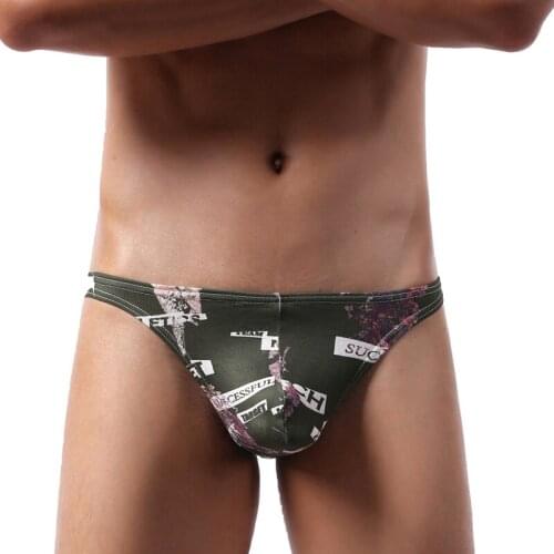 Mens Thong G-string Jockstrap Sexy Low Waist Printed Underwear String Homme Gay Panties Cuecas Lingerie T-back Thongs Tanga 2XL