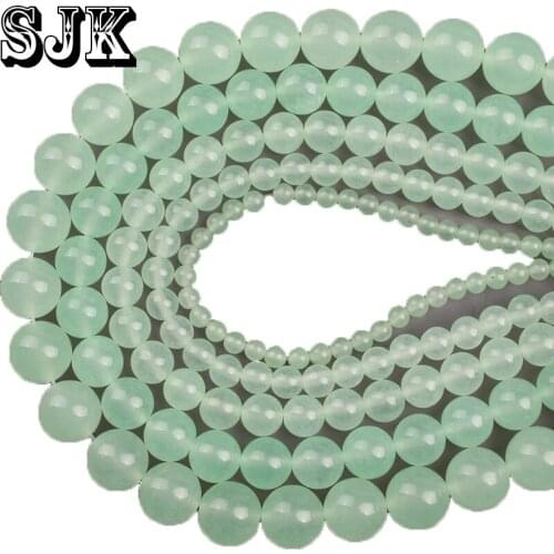 Natural Stone Light Green Jades Grape Green Chalcedony Stone Round Loose Beads 4 6 8 10 12MM For Diy Bracelet Necklace Making