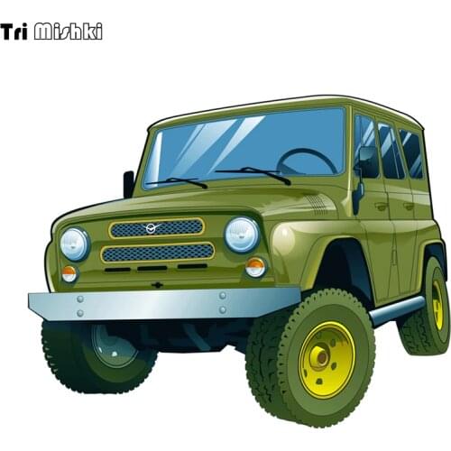 Tri Mishki WCS683 13x16.2cm green UAZ Hunter car sticker funny colorful car stickers auto automobile decals