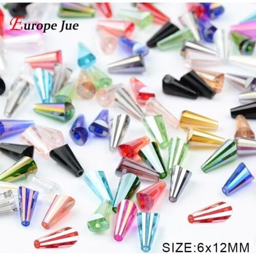 High quality Tower shape Upscale Austrian crystal beads conical loose bead glass ball 6*12mm 50pcs supply bracelet Jewelry DIY