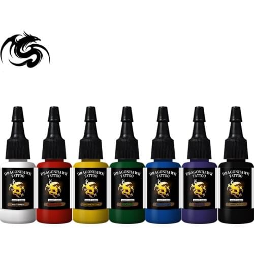 High-Quality Dragonhawk Tattoo Ink 7-PACK Primary Color Set 0.5oz Bottles