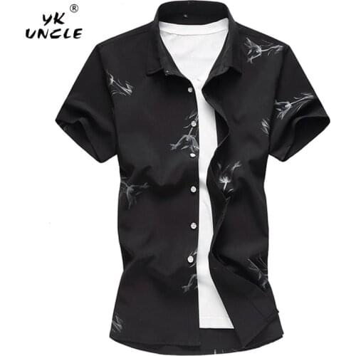 YK UNCLE Brand 2018 Summer Male Fashion Casual Slim Fit Men Shirt Camisa Short Sleeve Floral Social M-7XL Shirts Dress Clothing