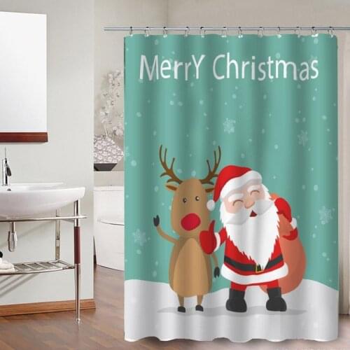 Merry Christmas Trees Snowman Santa Claus Snowflake Shower Curtains Bathroom Curtain Frabic Polyester Waterproof Bath Curtain