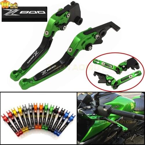 Green Motorcycle Adjustable Foldable Extendable Motorbike Brakes Clutch CNC Levers For Kawasaki Z800 Z800E 2013- 2016 2017 2018