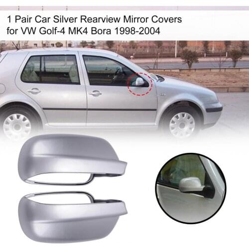 1 Pair Car Silver Rearview Mirror Covers 3B0857538B 3B0857537B for VW Golf-4 MK4 Bora 1998-2004 Interior Mouldings Accessories