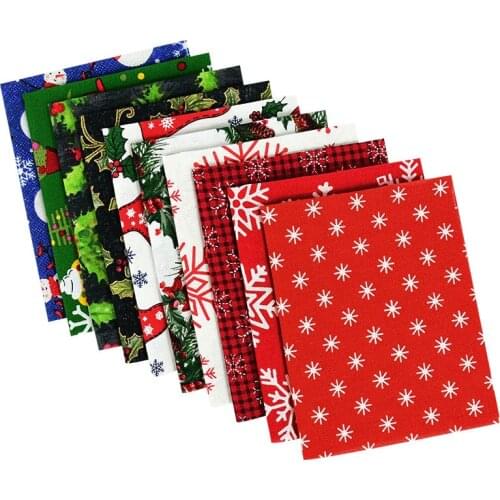 10Pcs 25x20cm Christmas Patterns Cotton Fabric Cloth Patchwork Needlework DIY Handmade Crafts Material Sewing Quilting Fabric