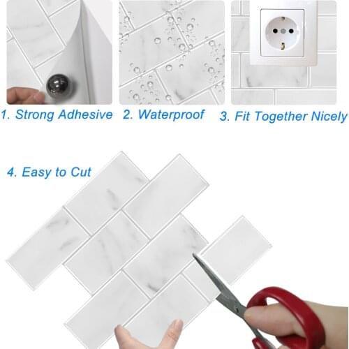 12.6"x10.6" 3D Self Adhesive Wall Tiles Sticker Peel and Stick Backsplash Vinyl Wall Tile Subway Tile Kitchen Tiles