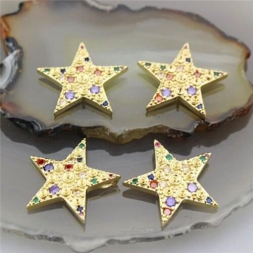 24mm 10ocs/lot Multicolor cz micro pave charm pendant,star shape delicate cubic zirconia inlay cz pendant,jewelry cz accessory