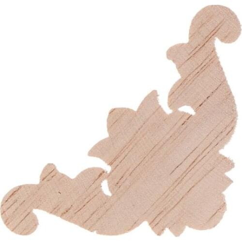 4pcs/set Wood Carved Corner Flower Onlay Applique Unpainted Frame Cupboard Cabinet Decal For Home Furniture Decor 4x4cm