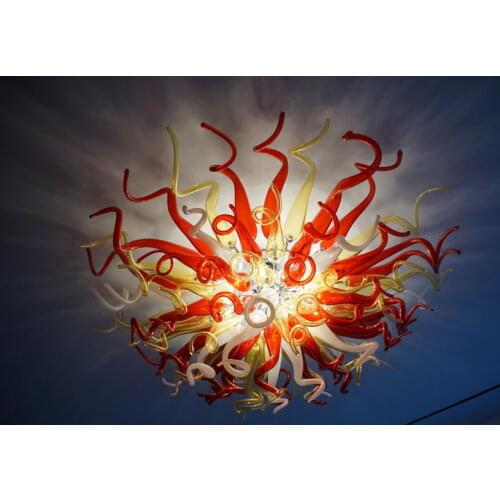 Free Shipping Fancy Hand Blown Glass Chandelier Hanging LED Art Design Frosted Mouth Blown Glass With Cute Rustic Style