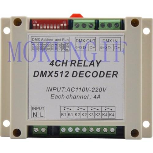 Fast shipping 3pcs AC110-220V 4CH controller Decoder RGB led strip lights DMX-RELAY-4CH-220 dmx512 3P relays for led lamps