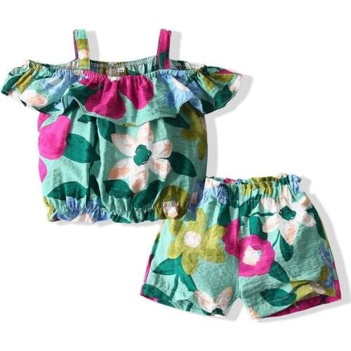 Kids Summer Girls Clothing Suit Princess 2-6 Years Baby Girl Clothing Party New Year Cute Flower Summer 2021 2Pcs Children Girls