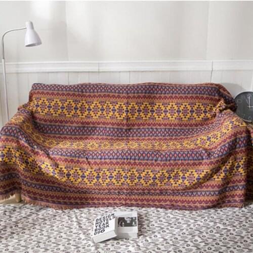 Cutelife Geometric Figure Cotton Knitted Throw Blanket Double-sided Travel Robe Throws Sofa Bed Living Room Blanket Decorative