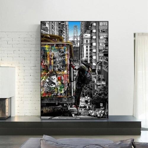 Banksy Wall Art Paintings Street Landscape of London City Canvas Paintings Graffiti Pop Art Posters And Prints for Home Decor