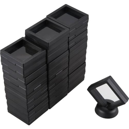 Coin Display Box - Set Of 30 3D Floating Frame Display Holder with Stands for Challenge Coins, AA Medallions, Jewelry, Black