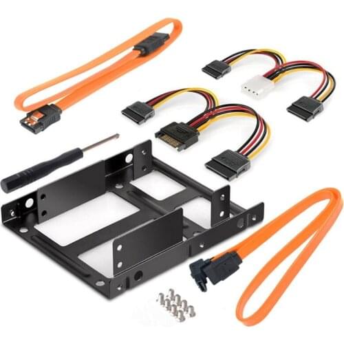 K92C 2.5 SSD SATA to 3.5 Hard Drive Adapter Internal Drive Bay Converter Mounting Bracket Caddy Tray for 2.5" HDD with Cable