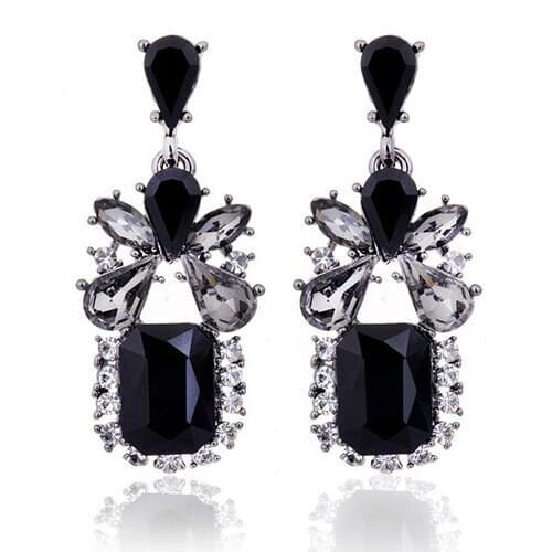 2017 New hot sell Womens Vintage Black Square Waterdrop Zircon Eardrop Earrings Jewelry