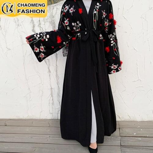 2021 New Muslim Fashion 3D Floral Kimono Kaftan Abayas For Women African Dresses Dubai Robe Cardigan with Hijab a Set