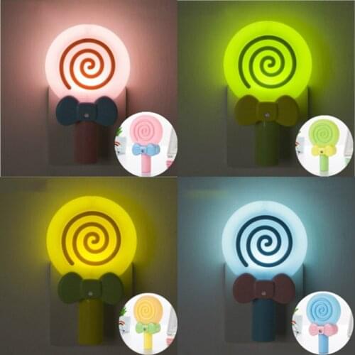 Novelty Lollipop Design Children LED Night Light Baby Bedroom Energy Saving Sensor Lamp Light Auto Control Cute Sleep Lights