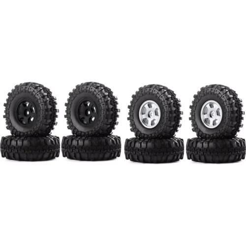 For Axial SCX24 1/24 RC Crawler Car 4PCS 1.0 Metal Beadlock Wheel Rims Tire Tyres Set Upgrade Parts Accessories