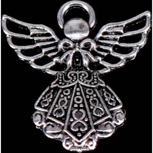 10pcs Angel Charms Antique Silver Color Pendants DIY Necklace Crafts Making Findings Handmade Tibetan Jewelry 27x24MM