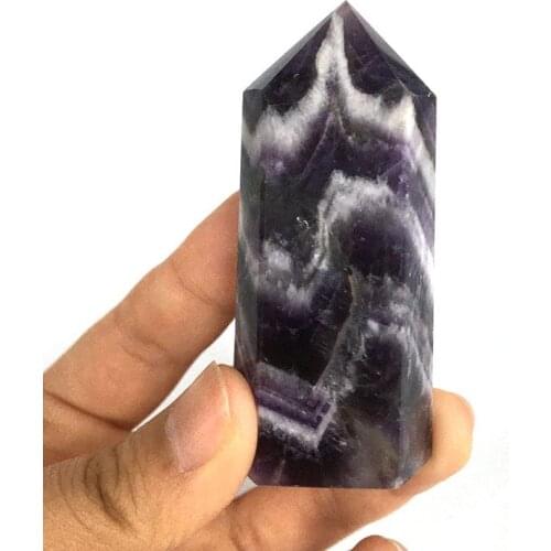 Natural dream amethyst hexagonal prism crystal energy stone polishing stone feng Shui pendant to attract love
