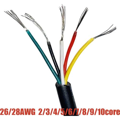 USB type-c connector cable wire 26AWG 28 AWG Signal Cable RVV 2 3 4 5 6 7 8 9 10 Cores Tin-pated Copper Conductor sheathed wire