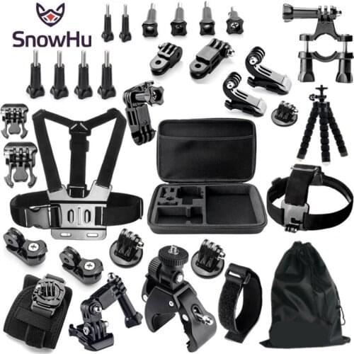 SnowHu For Gopro Accessories Set Black Edition Mount for Gopro Hero 9 8 7 6 for Eken h9 for Yi 4K action camera GS20
