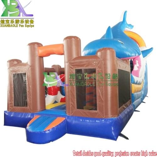 Detachable Bouncing Castle kids home use inflatable shark slide