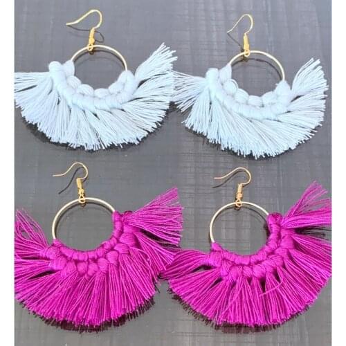 Handmade Macramé feather earrings statement earrings boho earrings fringe earrings leaf earrings we are now in stock